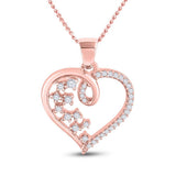 10kt Rose Gold Womens Round Diamond Scattered Heart Pendant 1/8 Cttw