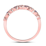 10kt Rose Gold Womens Round Blue Sapphire Diamond Stackable Band Ring 1/10 Cttw