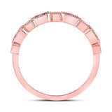 10kt Rose Gold Womens Round Blue Sapphire Diamond Stackable Band Ring 1/4 Cttw