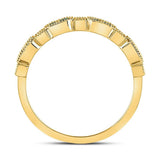 10kt Yellow Gold Womens Round Emerald Stackable Band Ring 1/4 Cttw