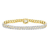 10kt Yellow Gold Mens Round Diamond Cuban Link Choker Bracelet 2-5/8 Cttw
