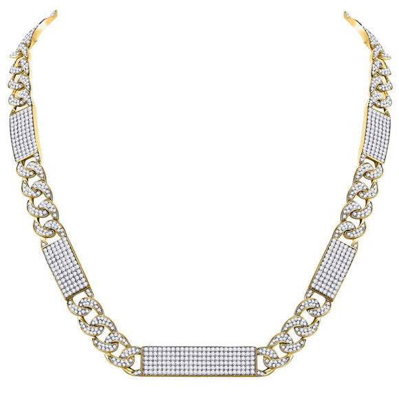 10kt Yellow Gold Mens Round Diamond Cuban Link 24