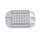 10kt White Gold Mens Round Diamond Cluster Ring 1-1/4 Cttw