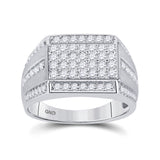 10kt White Gold Mens Round Diamond Cluster Ring 1-1/4 Cttw