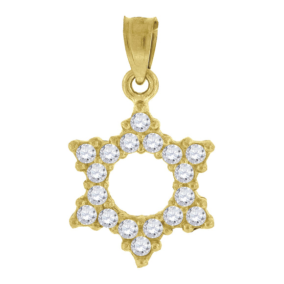 10kt Yellow Gold Unisex Cubic Zirconia Cubic-zirconia Six Point Star Religious Charm Pendant