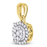 14kt Yellow Gold Womens Round Diamond Halo Cluster Pendant 1/2 Cttw