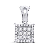 14kt White Gold Womens Round Diamond Square Cluster Pendant 1/2 Cttw