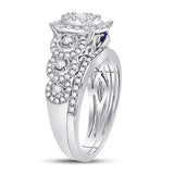 14kt White Gold Round Diamond Bridal Wedding Ring Band Set 1 Cttw