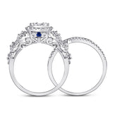14kt White Gold Round Diamond Bridal Wedding Ring Band Set 1 Cttw