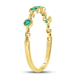 10kt Yellow Gold Womens Round Emerald Dot Stackable Band Ring 1/20 Cttw
