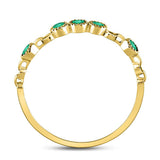 10kt Yellow Gold Womens Round Emerald Dot Stackable Band Ring 1/20 Cttw