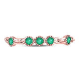 10kt Rose Gold Womens Round Emerald Dot Stackable Band Ring 1/20 Cttw