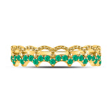 10kt Yellow Gold Womens Round Emerald Scalloped Stackable Band Ring 1/4 Cttw