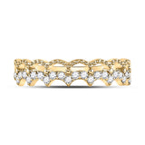 10kt Yellow Gold Womens Round Diamond Scalloped Stackable Band Ring 1/4 Cttw