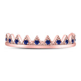 10kt Rose Gold Womens Round Blue Sapphire Chevron Stackable Band Ring 1/10 Cttw