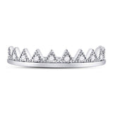10kt White Gold Womens Round Diamond Chevron Stackable Band Ring 1/10 Cttw