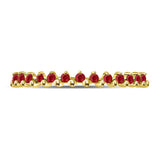 10kt Yellow Gold Womens Round Ruby Single Row Stackable Ring 1/8 Cttw