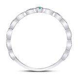 10kt White Gold Womens Round Emerald Solitaire Milgrain Stackable Band Ring .01 Cttw