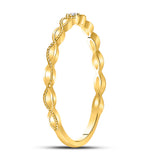 10kt Yellow Gold Womens Round Diamond Stackable Band Ring .01 Cttw