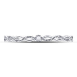 10kt White Gold Womens Round Diamond Stackable Band Ring .01 Cttw