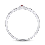 10kt White Gold Womens Round Ruby Diamond Stackable Band Ring 1/20 Cttw