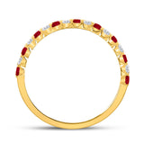 10kt Yellow Gold Womens Princess Ruby Diamond Alternating Stackable Band Ring 3/8 Cttw