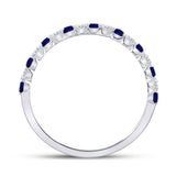 10kt White Gold Womens Princess Blue Sapphire Diamond Stackable Band Ring 3/8 Cttw