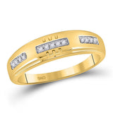 10kt Yellow Gold His Hers Round Diamond Cluster Matching Wedding Set 1/3 Cttw