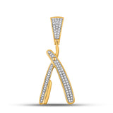 10kt Yellow Gold Mens Round Diamond Barber Blade Charm Pendant 1/3 Cttw