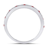 10kt White Gold Womens Round Ruby Diamond Single Row Stackable Band Ring 1/3 Cttw