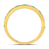 10kt Yellow Gold Womens Round Emerald Diamond Alternating Stackable Band Ring 1/4 Cttw