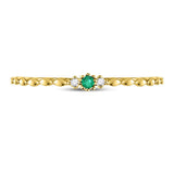10kt Yellow Gold Womens Round Emerald Solitaire Diamond-accent Stackable Ring .03 Cttw