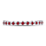 10kt White Gold Womens Round Ruby Square Dot Stackable Band Ring 1/5 Cttw
