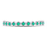 10kt White Gold Womens Round Emerald Square Dot Stackable Band Ring 1/5 Cttw