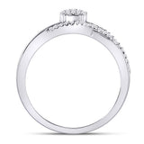 10kt White Gold Womens Round Diamond Open Strand Cluster Ring 1/6 Cttw