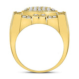 10kt Yellow Gold Mens Round Diamond Square Cluster Ring 1-1/2 Cttw