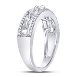 10kt White Gold Womens Round Diamond Chain Link Fashion Band Ring 1/6 Cttw