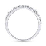 10kt White Gold Womens Round Diamond Single Row Band Ring 1/2 Cttw