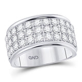 10kt White Gold Womens Round Diamond Triple Row Band Ring 1-1/2 Cttw