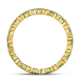 10kt Yellow Gold Womens Round Emerald Diamond Eternity Stackable Band Ring 1/4 Cttw