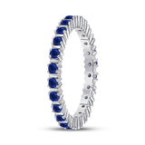 10kt White Gold Womens Round Blue Sapphire Stackable Band Ring 1 Cttw