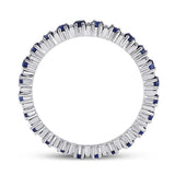 10kt White Gold Womens Round Blue Sapphire Stackable Band Ring 1 Cttw
