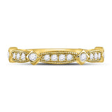 10kt Yellow Gold Womens Round Diamond Milgrain Pinched Band Ring 1/4 Cttw