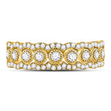 10kt Yellow Gold Womens Round Diamond Triple Row Vintage-inspired Band Ring 1/3 Cttw