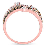 10kt Rose Gold Womens Round Brown Diamond Crossover Fashion Ring 1 Cttw