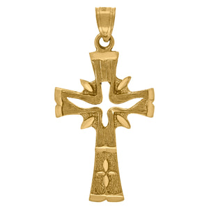 10kt Yellow Gold Unisex Nugget Textured Cross Religious Charm Pendant
