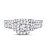 14kt Two-tone Gold Round Diamond Bridal Wedding Ring Band Set 1 Cttw