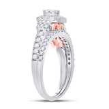 14kt Two-tone Gold Round Diamond Bridal Wedding Ring Band Set 1 Cttw