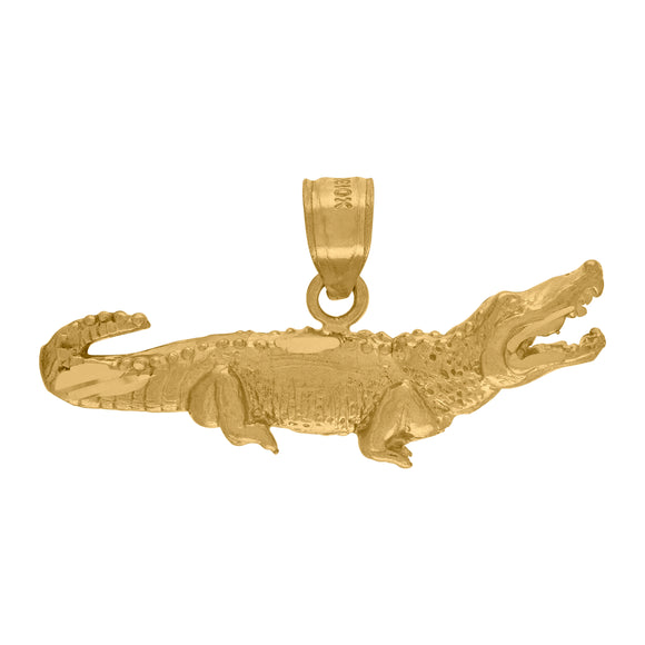 10kt Yellow Gold Womens Alligator Crocodile Ht:15.1mm x W:30.3mm Animal Charm Pendant