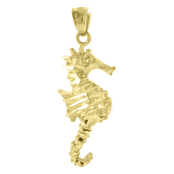 10kt Yellow Gold Womens Seahorse Ht:34.8mm x W:13.4mm Animal Charm Pendant